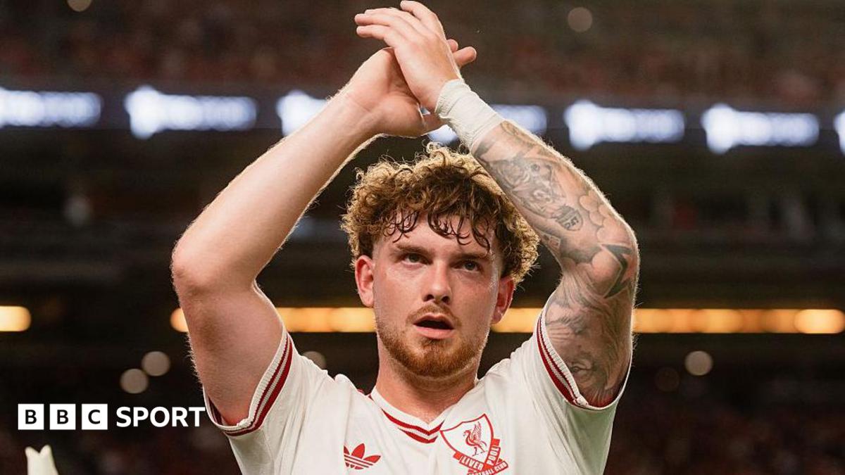 Harvey Elliott claps Liverpool fans